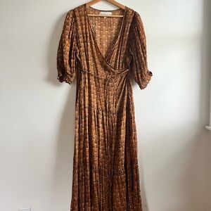 Daughters of India Mustard Floral Maxi Dress